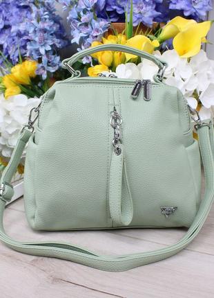 Женская стильная и качественная сумка из эко кожи мята2 фото