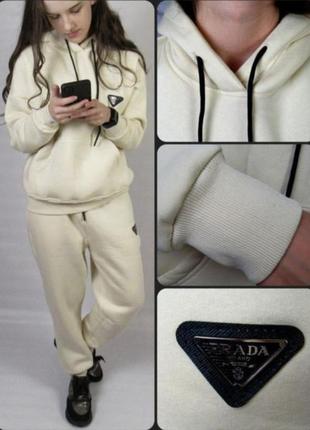 Теплий спортивний костюм на флісі prada, р. l, xxl