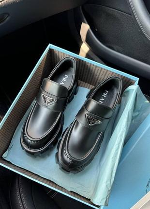 Лофеы prada платформа кожа