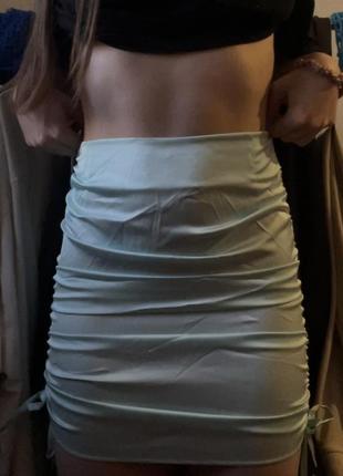 Красивая мини юбка с завязками3 фото