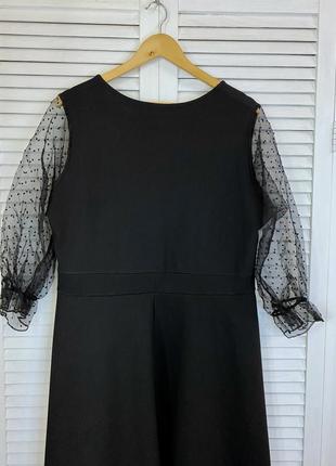 Черное платье с прозрачными перчатками quiz, р-р 20/4xl6 фото