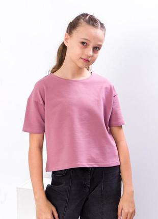 Футболка для дівчинки укорочена ніжно-рожева