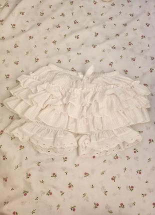 Винтажные шортики рюши панталоны в стиле лолита винтаж ретро стиль lolita coquette милые нежные шорты домашние бантик сердце