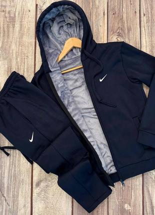 Теплый, зимний, спортивный костюм с капюшоном nike