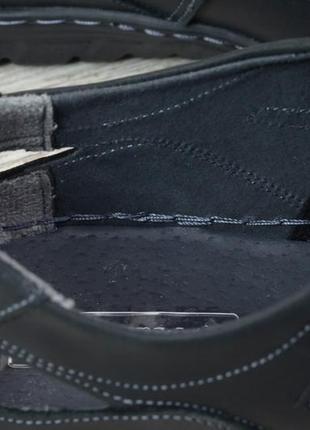 Летние кожаные мужские полуботинки черные5 фото