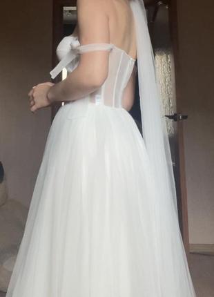 Весільна сукня міді (корсетна)3 фото