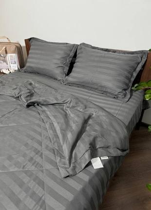 Комплект постельного белья с летним одеялом, графит2 фото