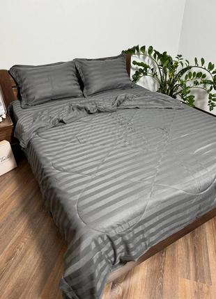 Комплект постельного белья с летним одеялом, графит5 фото