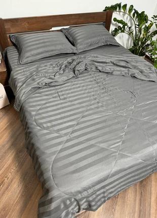 Комплект постельного белья с летним одеялом, графит7 фото