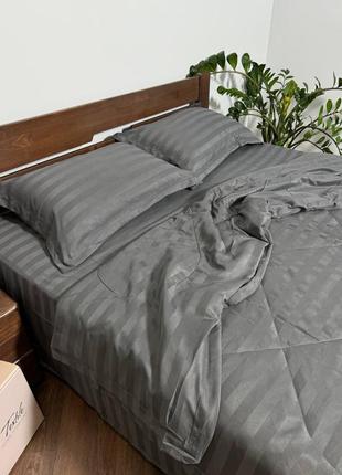 Комплект постельного белья с летним одеялом, графит3 фото