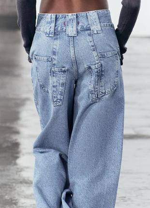Широкие вареные джинсы синие zara new3 фото