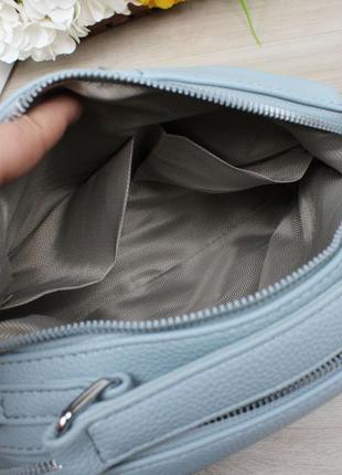 Женская стильная и качественная сумка из эко кожи голубая7 фото