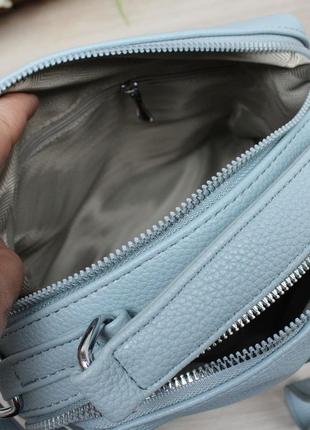 Женская стильная и качественная сумка из эко кожи голубая6 фото