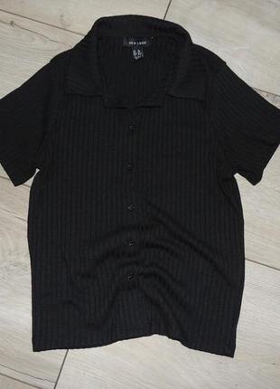 Джемпер короткий рукав кофта в рубчик new look
