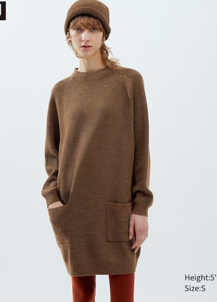 Трикотажное платье с длинным рукавом шерстяное uniqlo