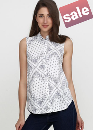 Натуральна блуза в принт 46-48 розміру