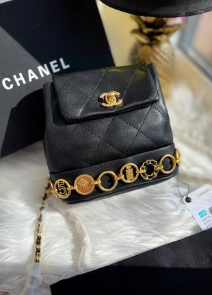 Шкіряний маленький рюкзак в стилі шанель chanel7 фото