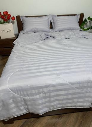 Комплект постельного белья с летним одеялом, светло-серый4 фото