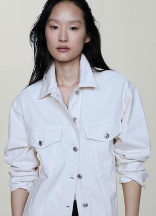 Женская светлая рубашка - куртка шакет shacket р.м 100% хлопок, mango
