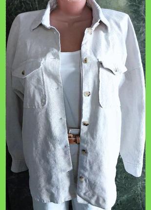 Женская светлая рубашка - куртка шакет shacket р.м 100% хлопок, mango2 фото