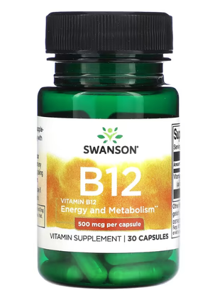 Swanson, вітамін b12, 500 мкг, 30 капсул