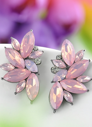 Сережки "кристал рожевий"