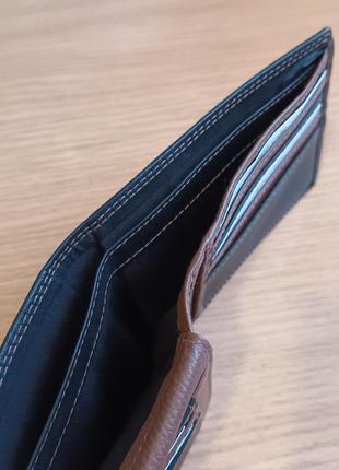 Портмоне гаманець borgo etruschi натуральна шкіра чорний коричневий комбінований2 фото