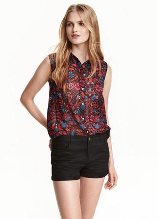 🌸 блуза, сорочка з квітковим принтом, h&m, без рукавів