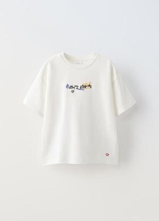Футболка на девочка белая с вышивкой zara new