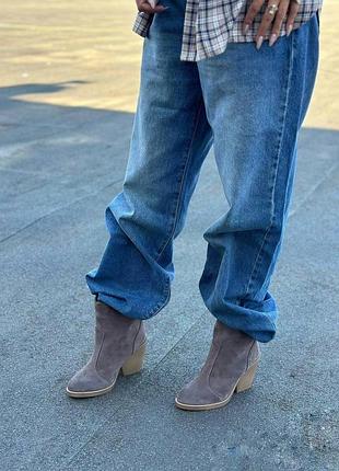 36-41 рр ботильоны - казаки на каблуке натуральная замша/кожа деми/зима черные, капучино, бежевые3 фото