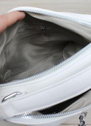 Женская стильная и качественная сумка из эко кожи белая7 фото
