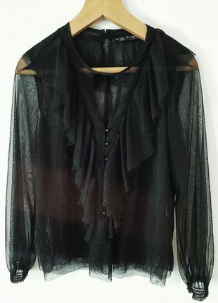 Блуза сітка з рюшами, zara, m