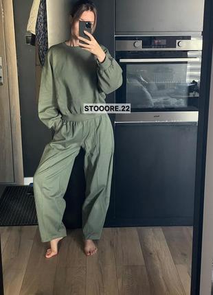 Спортивний костюм zara, трендовий хакі - розмір s,m