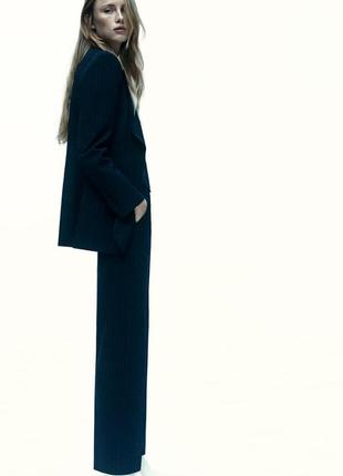 Класичні довгі широкі сині у смужку брюки штани zara