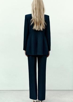 Классические длинные широкие синие в полоску брюки штаны zara