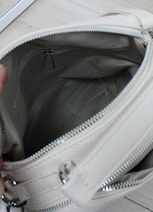 Женская стильная и качественная сумка из эко кожи молочная7 фото