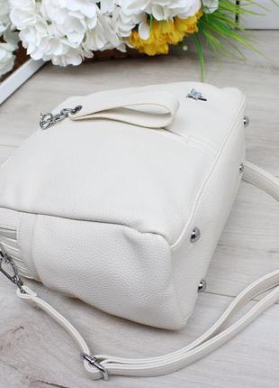 Женская стильная и качественная сумка из эко кожи молочная4 фото
