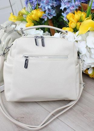 Женская стильная и качественная сумка из эко кожи молочная3 фото