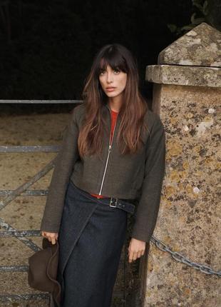 Укороченная хаки куртка женская zara new
