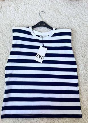 Майка жіноча zara чорно біла в смужку розмір s (44)