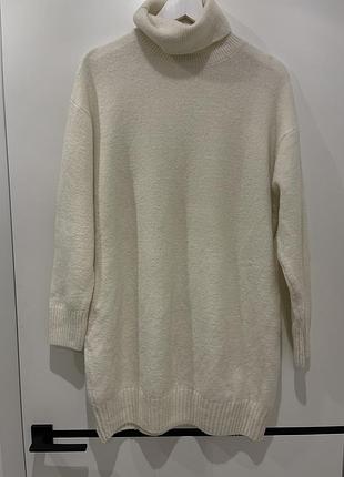 Удлиненный белый свитер mng, батал