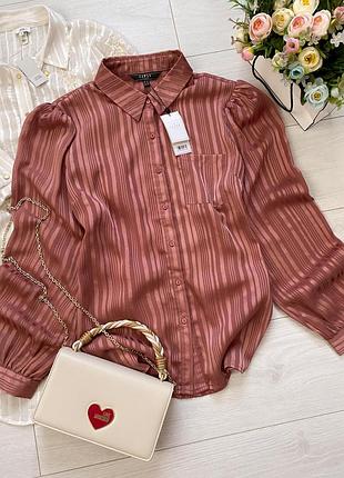 Шифоновая рубашка в полоску lipsy, размер 14 (eur 42, наш 48)