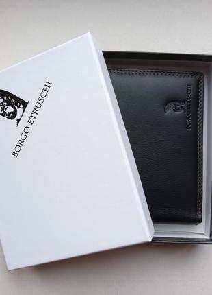 Портмоне гаманець borgo etruschi натуральна шкіра чорний тауп коричневий комбінований5 фото