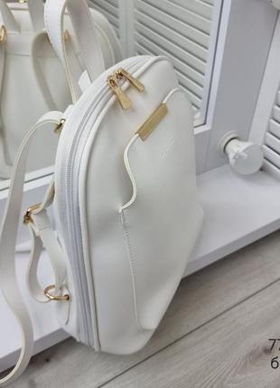 Жіночий шикарний та якісний рюкзак сумка для дівчат білий7 фото