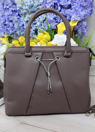 Женская стильная и качественная сумка из эко кожи кофе а4