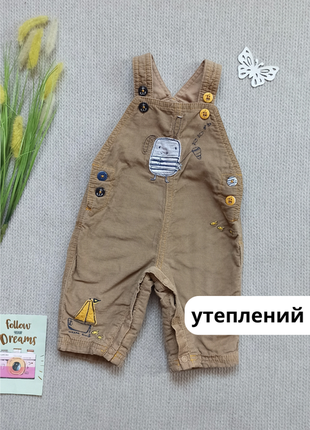 Детский вельветовый комбинезон с подкладкой 0-3 мес утепленный теплый для новорожденного мальчика