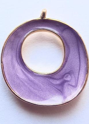 Подвеска finding кулон шарм круглая золотая фиолетовая эмаль 28 мм x 24 мм
