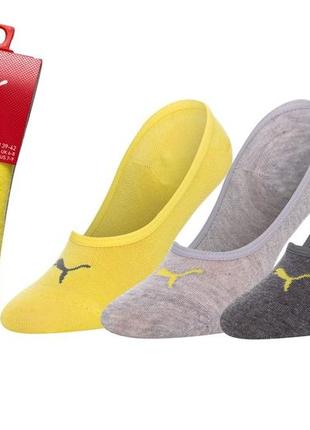 Шкарпетки puma footie 3p unisex сірий, жовтий уні 39-42