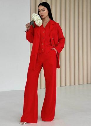 Пиджак женский однобортный, льняной, летний, весенний, без подкладки,  красный4 фото