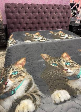 Покривало стьобане євро 195*215 з котиками